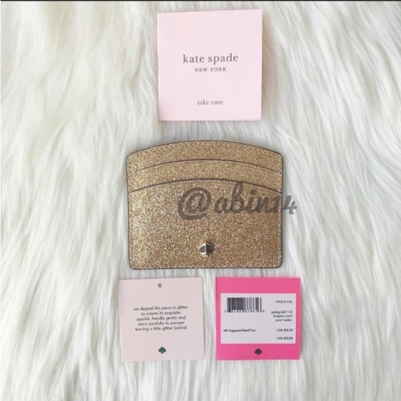 NWT Kate Spade Gold Glitter Card Case - Picture 8 of 10